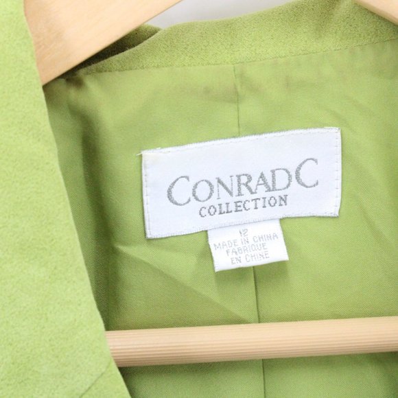Conrad C Collection Suede Jacket Womens Green Motorcycle Style Lined Size 12 - Picture 5 of 8